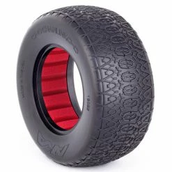 AKA PRODUCTS, INC. 1/10 Chain Link SC Wide Super Soft Front/Rear Wheel Mounted with Red Inserts (2) for Tires & Wheels