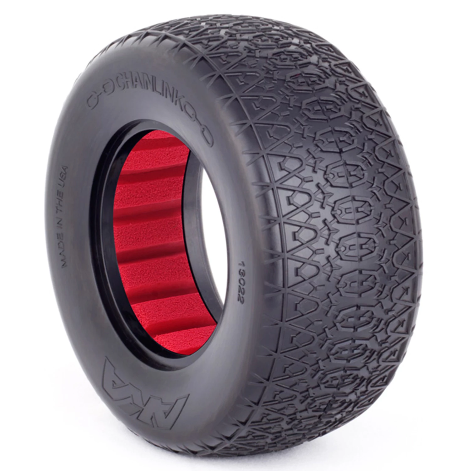 AKA PRODUCTS, INC. 1/10 Chain Link SC Wide Super Soft Front/Rear Wheel Mounted with Red Inserts (2) for Tires & Wheels