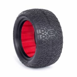 AKA PRODUCTS, INC. 1/10 Chain Link Rear 2.2 Tires, Clay with Red Inserts (2): Buggy for Tires & Wheels