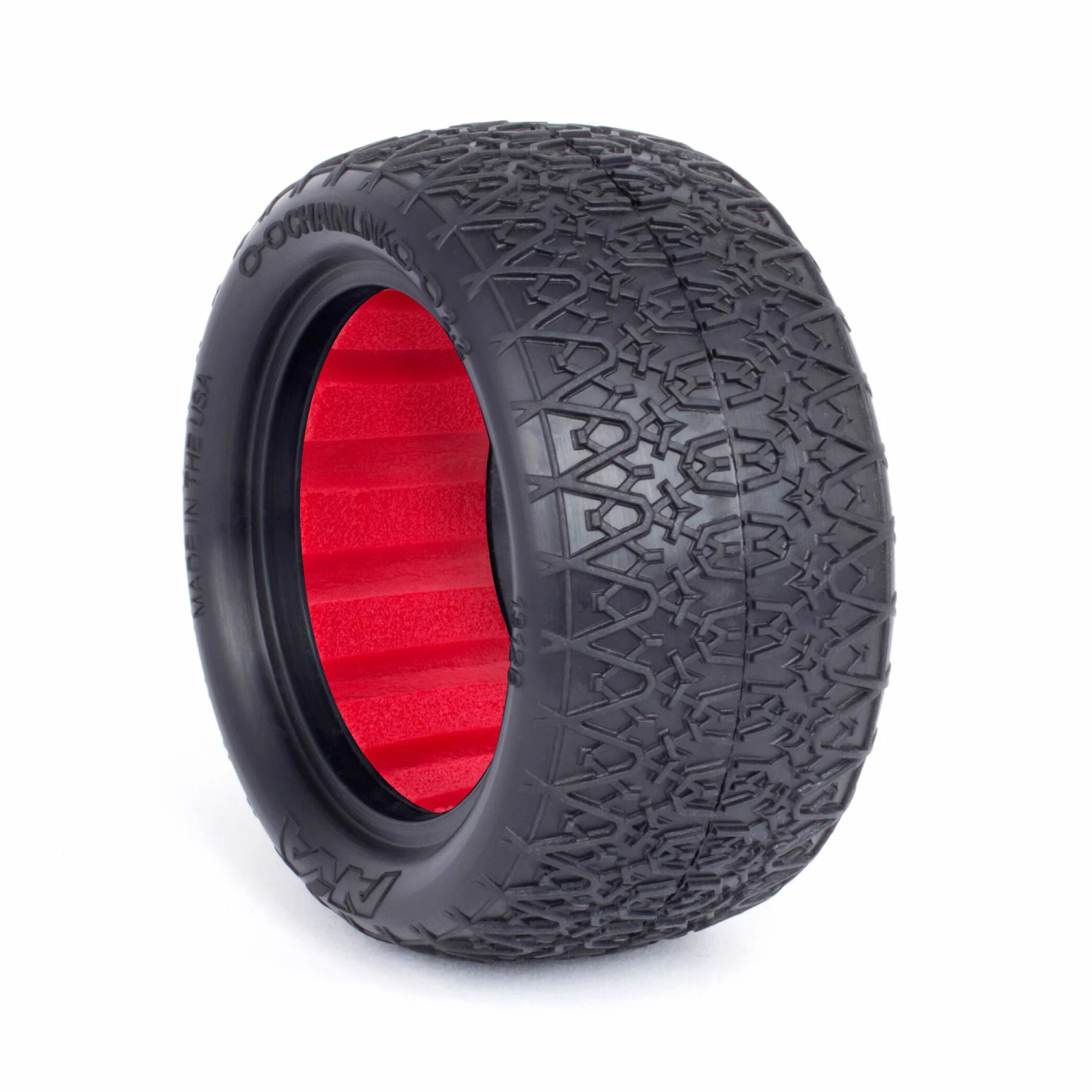 AKA PRODUCTS, INC. 1/10 Chain Link Rear 2.2 Tires, Clay with Red Inserts (2): Buggy for Tires & Wheels