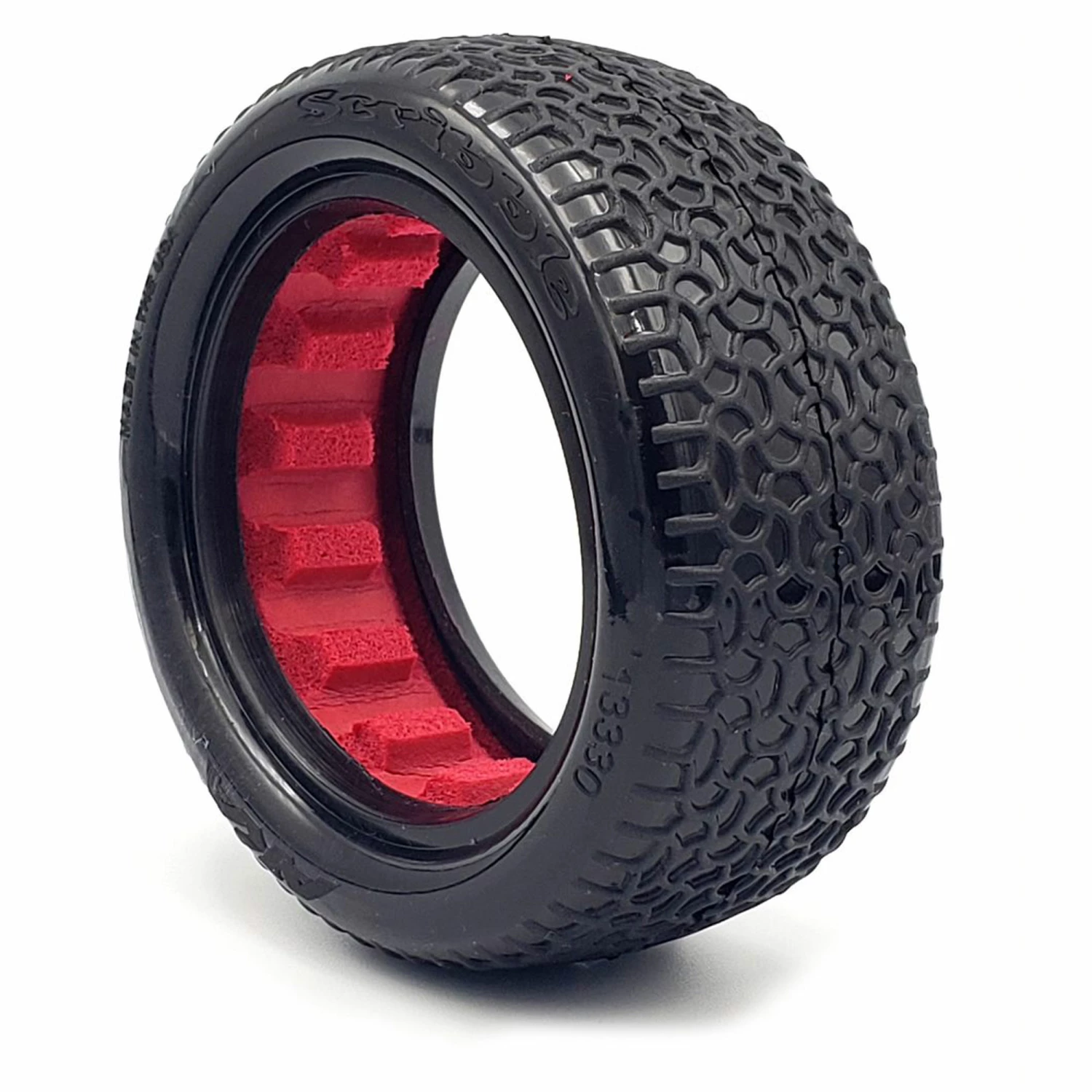 AKA PRODUCTS, INC. 1/10 Scribble Front 4WD 2.2 Tires, Clay with Red Inserts (2): Buggy for Tires & Wheels