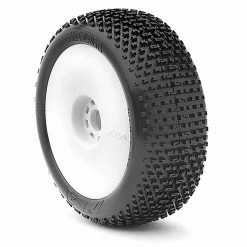 AKA PRODUCTS, INC. 1/8 I-Beam Ultra Soft Pre-Mounted Tires, White EVO Wheels (2): Buggy for Tires & Wheels