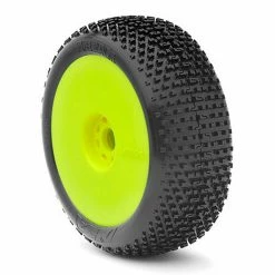 AKA PRODUCTS, INC. 1/8 I-Beam Medium Long Wear Pre-Mounted Tires, Yellow EVO Wheels (2): Buggy for Tires & Wheels