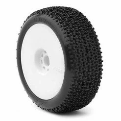 AKA PRODUCTS, INC. 1/8 Cityblock Ultra Soft Pre-Mounted Tires, White EVO Wheels (2): Buggy for Tires & Wheels