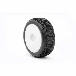 AKA PRODUCTS, INC. 1/8 Impact Super Soft Long Wear Pre-Mounted Tires, White EVO Wheels (2): Buggy for Tires & Wheels