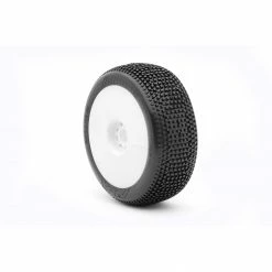 AKA PRODUCTS, INC. 1/8 Impact Soft Long Wear Pre-Mounted Tires, White EVO Wheels (2): Buggy for Tires & Wheels