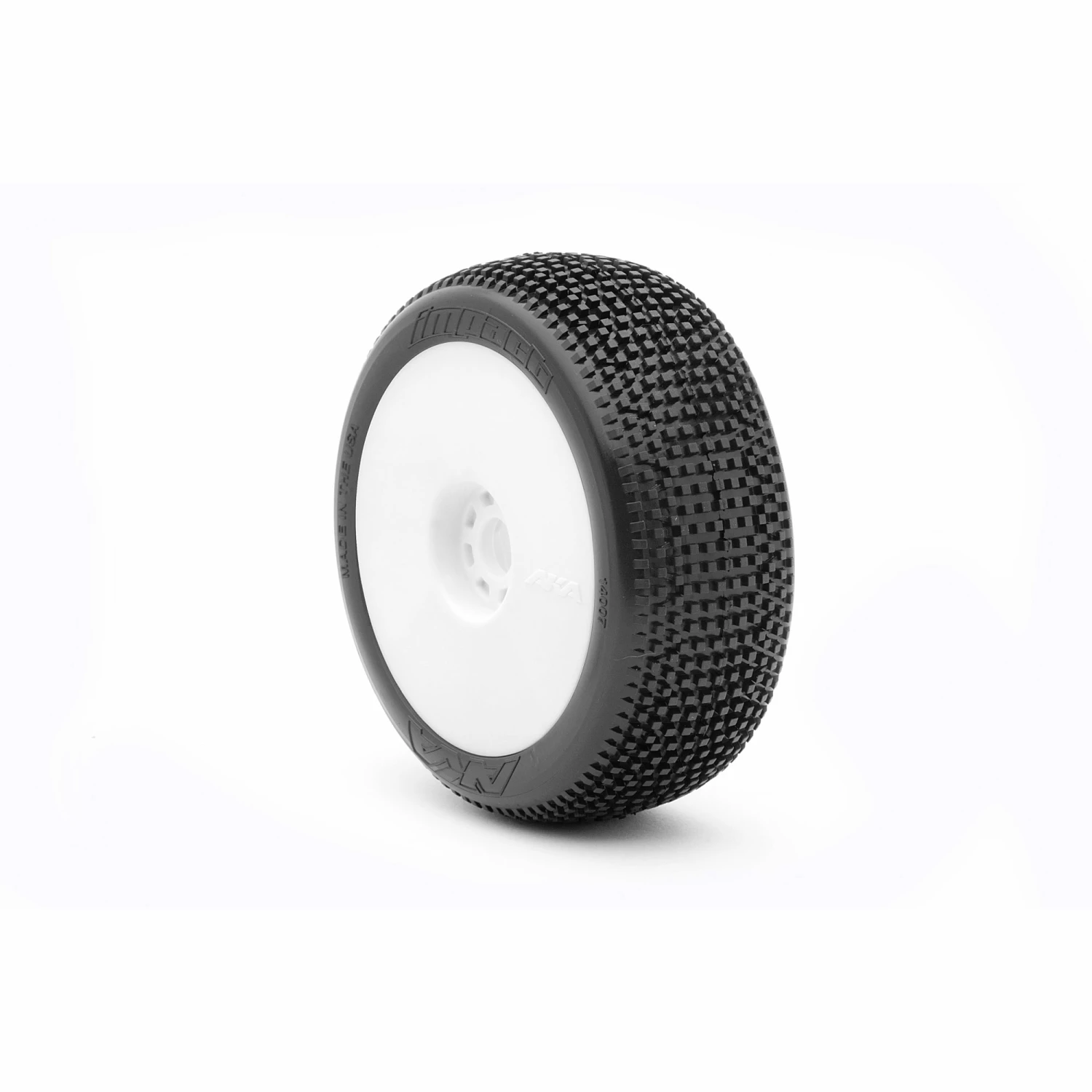 AKA PRODUCTS, INC. 1/8 Impact Soft Long Wear Pre-Mounted Tires, White EVO Wheels (2): Buggy for Tires & Wheels