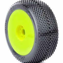 AKA PRODUCTS, INC. 1/8 Gridiron II Soft Long Wear Pre-Mounted Tires, Yellow EVO Wheels (2): Buggy for Tires & Wheels