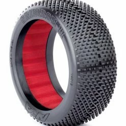 AKA PRODUCTS, INC. 1/8 Gridiron II Medium Long Wear Tires, Red Inserts (2): Buggy for Tires & Wheels