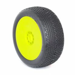 AKA PRODUCTS, INC. 1/8 Typo Clay Pre-Mounted Tires, Yellow EVO Wheels (2): Buggy for Tires & Wheels