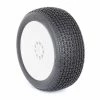 AKA PRODUCTS, INC. 1/8 Catapult Medium Long Wear Pre-Mounted Tires, White EVO Wheels (2): Buggy for Tires & Wheels