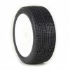 AKA PRODUCTS, INC. 1/8 Double Down Super Soft Long Wear Pre-Mounted Tires, White EVO Wheels (2): Buggy for Tires & Wheels