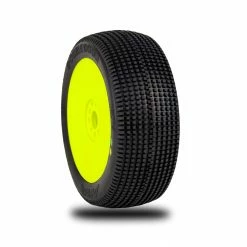 AKA PRODUCTS, INC. 1/8 Double Down Soft Long Wear Pre-Mounted Tires, Yellow EVO Wheels (2): Buggy for Tires & Wheels