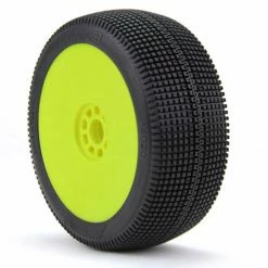 AKA PRODUCTS, INC. 1/8 Zipps Medium Long Wear Pre-Mounted Tires, Yellow EVO Wheels (2): Buggy for Tires & Wheels