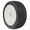 AKA PRODUCTS, INC. 1/8 2AB Super Soft Long Wear Pre-Mounted Tires, White EVO Wheels (2): Buggy for Tires & Wheels
