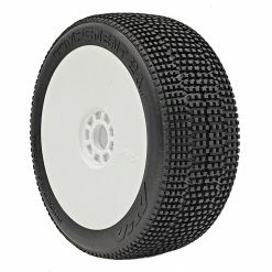 AKA PRODUCTS, INC. 1/8 2AB Soft Long Wear Pre-Mounted Tires, White EVO Wheels (2): Buggy for Tires & Wheels