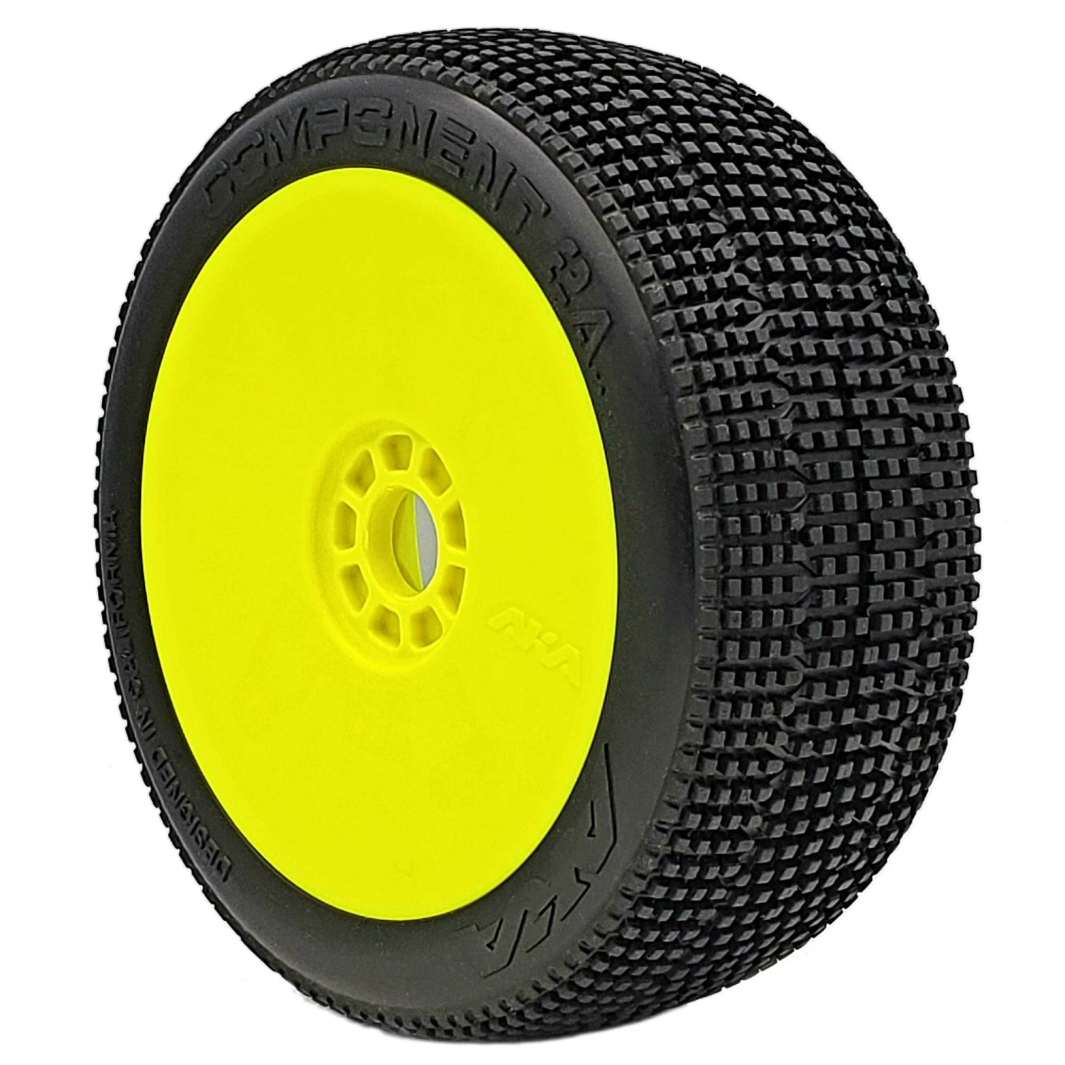 AKA PRODUCTS, INC. 1/8 2AB Soft Long Wear Pre-Mounted Tires, Yellow EVO Wheels (2): Buggy for Tires & Wheels