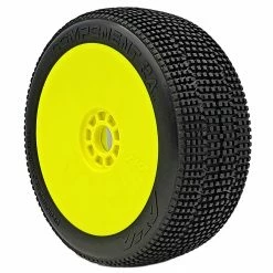 AKA PRODUCTS, INC. 1/8 2AB Medium Long Wear Pre-Mounted Tires, Yellow EVO Wheels (2): Buggy for Tires & Wheels