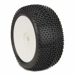 AKA PRODUCTS, INC. 1/8 EVO I-Beam Soft Long Wear Pre-Mounted Tires, White Wheels (2): Truggy for Tires & Wheels