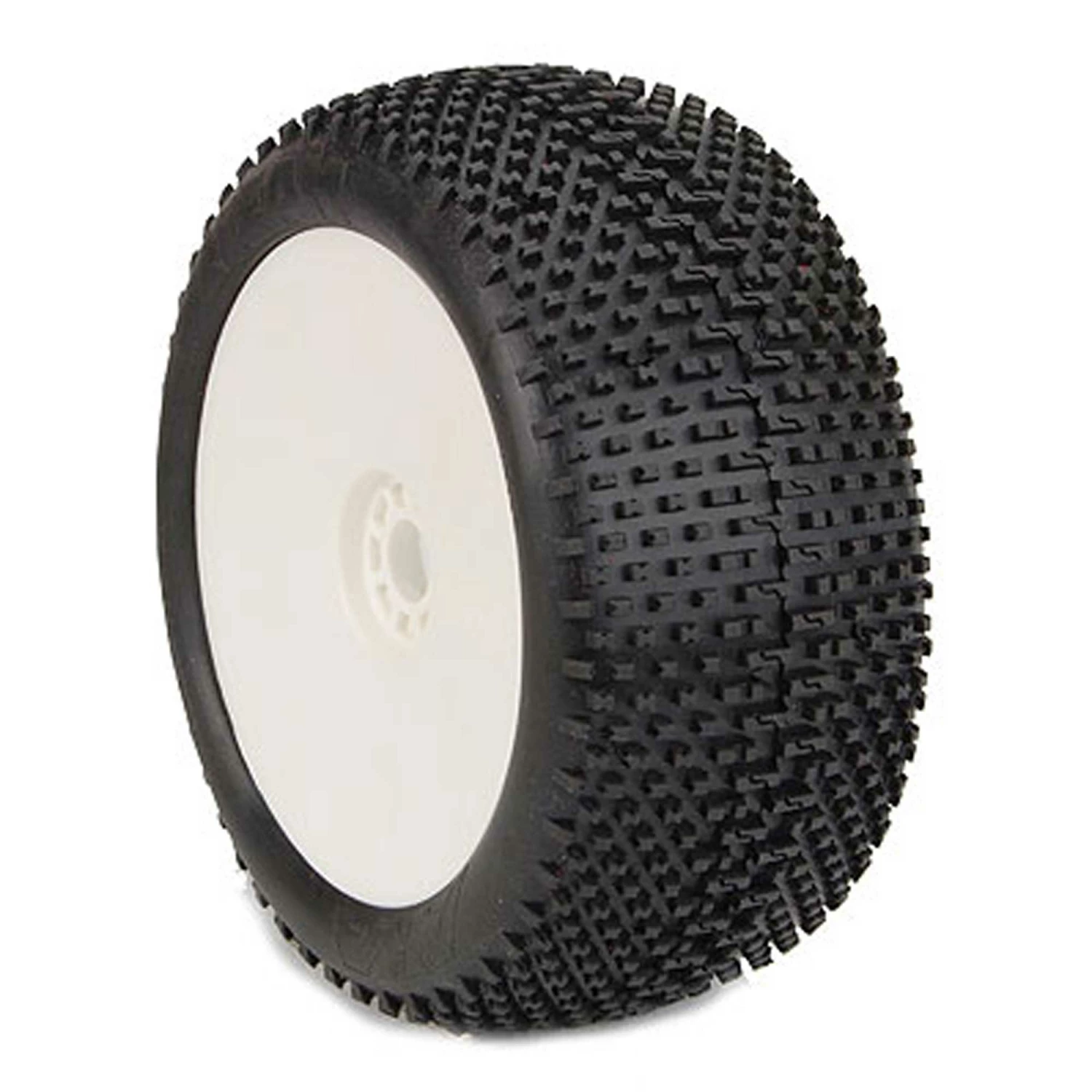 AKA PRODUCTS, INC. 1/8 EVO I-Beam Soft Long Wear Pre-Mounted Tires, White Wheels (2): Truggy for Tires & Wheels