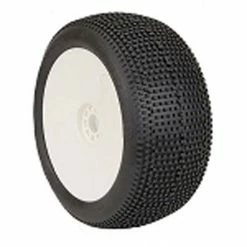 AKA PRODUCTS, INC. 1/8 EVO Impact Super Soft Long Wear Pre-Mounted Tires, White Wheels (2): Truggy for Tires & Wheels