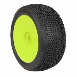 AKA PRODUCTS, INC. 1/8 EVO Impact Soft Long Wear Pre-Mounted Tires, Yellow Wheels (2): Truggy for Tires & Wheels